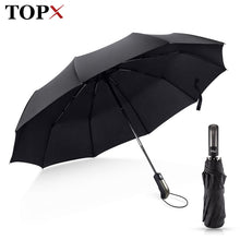 Load image into Gallery viewer, Wind Resistant Folding Automatic Umbrella Rain Women Auto Luxury Big Windproof Umbrellas Rain For Men Black Coating 10K Parasol
