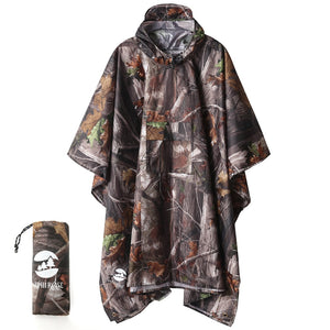 Hooded Rain Poncho Waterproof Raincoat Jacket for Men Women Adults