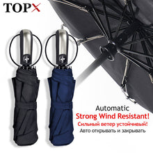 Load image into Gallery viewer, Wind Resistant Umbrella Rain Women For Men Gift 3Folding Fully-Automatic Parasol Compact Large Travel Business Car 10K Umbrellas
