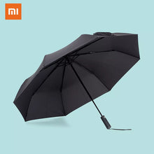 Load image into Gallery viewer, Xiaomi Automatic black folding umbrella windproof waterproof UV umbrella men and women shade in summer and winter
